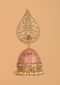 Pink Carved Jhumkas With Leaf Motifs Adorned With Crystals And Dangling Pearls Online - Kalki Fashion