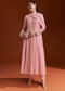 Pink Chinon Anarkali Suit With Beads And Stone Work