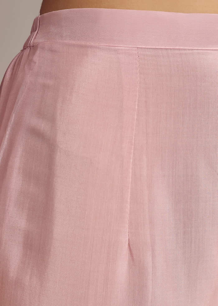 Pink Chinon Anarkali Suit With Cutdana And Sequins Work