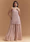 Pink Chinon Palazzo Suit With Intricate Hand Embroidery