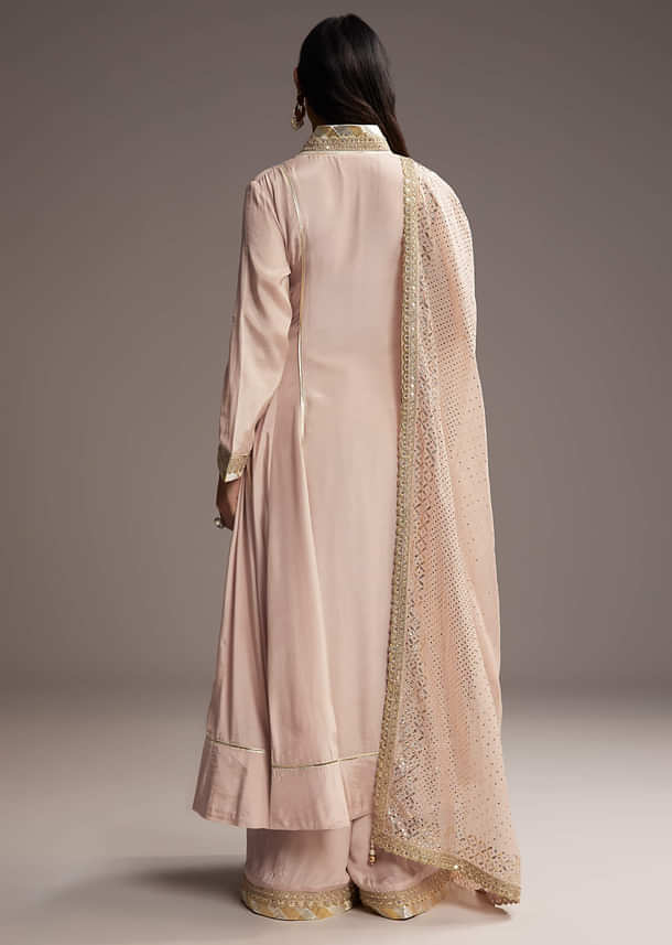 Pink Cotton Silk Anarkali Suit With Gotta Work Pink Cotton Silk Anarkali Suit With Gotta Work