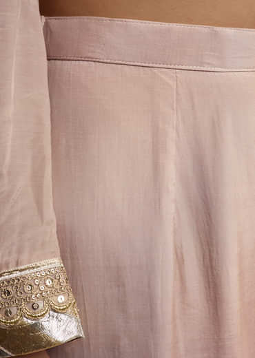 Pink Cotton Silk Anarkali Suit With Gotta Work