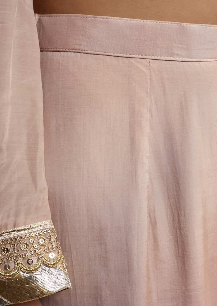 Pink Cotton Silk Anarkali Suit With Gotta Work