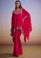 Pink Crop Top And Skirt Set With Moti And Sequins Work