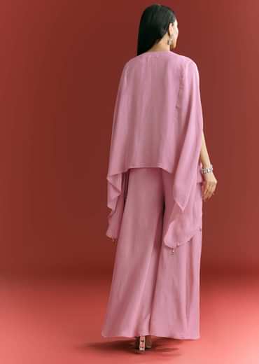 Pink Dola Silk Kaftaan Indowestern Suit With Zardosi Work