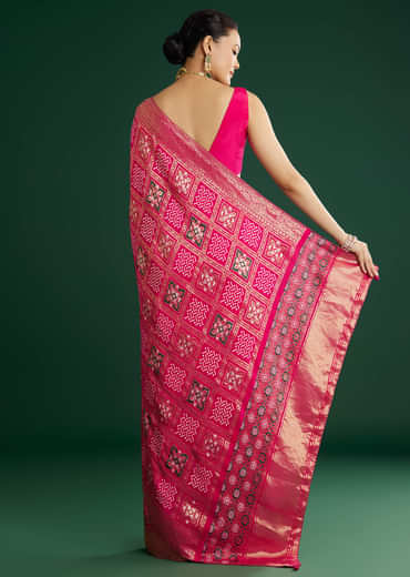 Pink Dola Silk Saree With Woven Patola