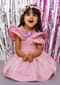 Pink Dress In Crushed Metallic Fabric With Fancy Cape-Like Neckline And Sleeves Online - Kalki Fashion