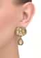 Pink Fancy Carved Gold Plated Earrings With Kundan Work  Online - Kalki Fashion