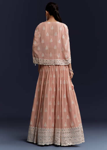 Pink Georgette Bridesmaid Lehenga With Sequins And Thread Embroidery