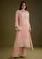 Pink Georgette Moti Work Asymmetrical Kurta Set With Tassels Bordered Dupatta