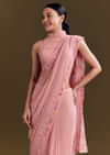 Pink Georgette Saree With All Over Kashmiri Bud Work