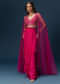 Pink Indo Western Skirt Set With Embroidered Blouse And Dupatta