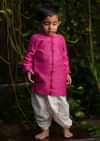 Kalki Boys Pink Kurta In Hand Woven Cotton Silk With Contrast Selvedge By Love The World Today