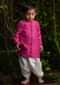 Kalki Boys Pink Kurta In Hand Woven Cotton Silk With Contrast Selvedge By Love The World Today