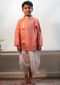 Kalki Boys Pink Kurta In Hand-woven Cotton Silk With Zari Enhanced Placket And Twisted Design At The Neck Love The World Today