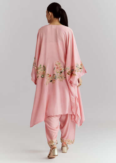Pink Muslin Crop Top And Jacket Set With Gotta Work
