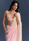 Pink Organza Saree With Cutdana And Sequins Work