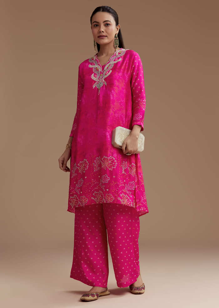 Pink Printed Kurta Co-ord Set