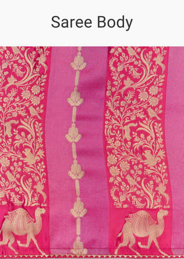 Pink Purple Shaded Dola Silk Saree With Gota Patti Motif