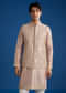 Pink Rawsilk Jacket Kurta Set With Zari Sequins And Cut Dana
