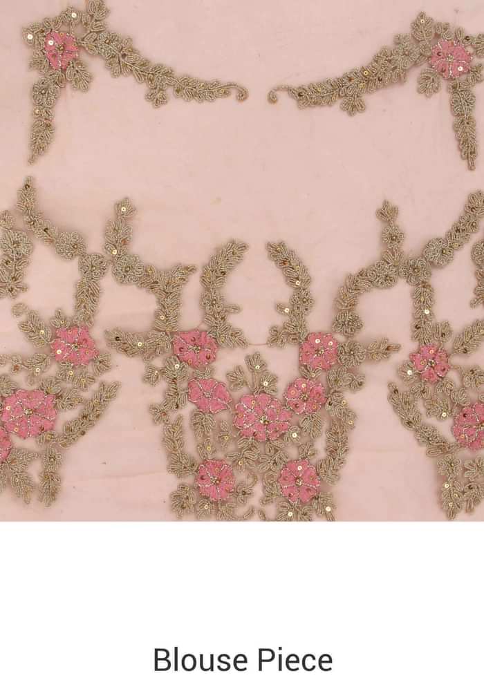 Pink saree embellished in resham in floral motif only on Kalki