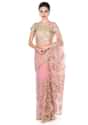 Pink saree embellished in resham in floral motif only on Kalki - KALKI Fashion India
