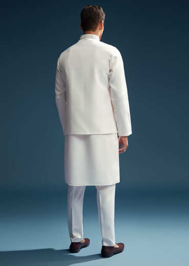 Pink Silk Kurta Jacket Set For Men With Abla Work