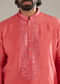 Pink Silk Kurta Set For Men With Mirror Work