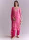 Pink Silk Kurta Set With Bandhani Print And Embroidery