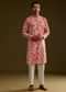 Pink Silk Leaf Printed Kurta Set