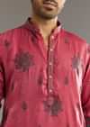 Pink Silk Printed Kurta Set