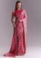 Pink Silk Woven Saree With Jaal Work And Floral Motifs