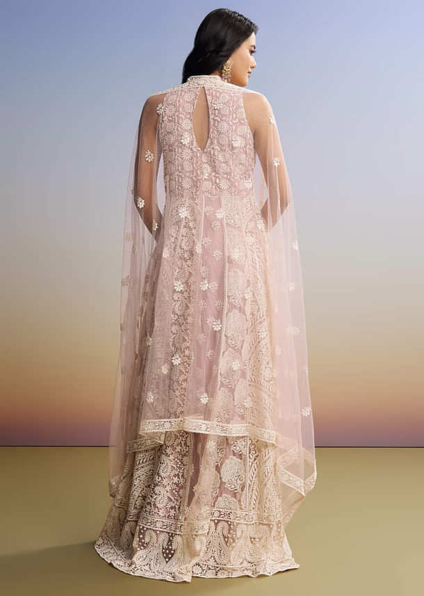 Pink Threadwork Anarkali With Dupatta Pink Threadwork Anarkali With Dupatta