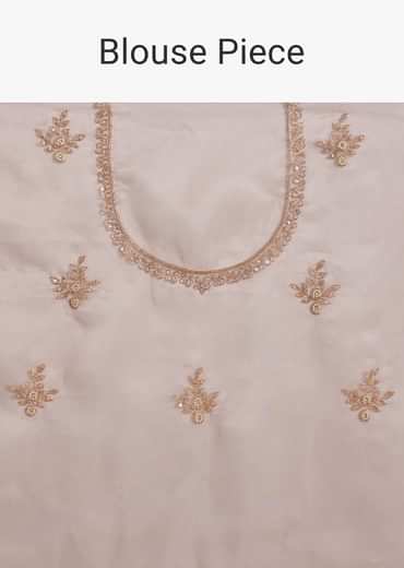 Pink Tissue Embroidered Saree With Cutdana Sequins And Moti