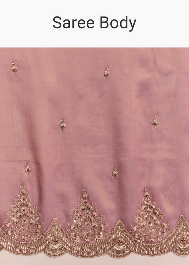 Pink Tissue Embroidered Saree With Sequin And Stone Work Pink Tissue Embroidered Saree With Sequin And Stone Work