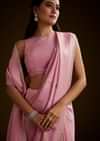Pink Tissue Saree With Cutdana Embroidery And Scallop Border