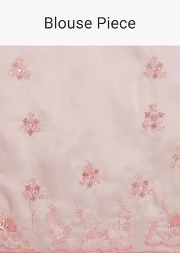 Pink Tissue Saree With Heavy Cutdana And Beads Embroidery
