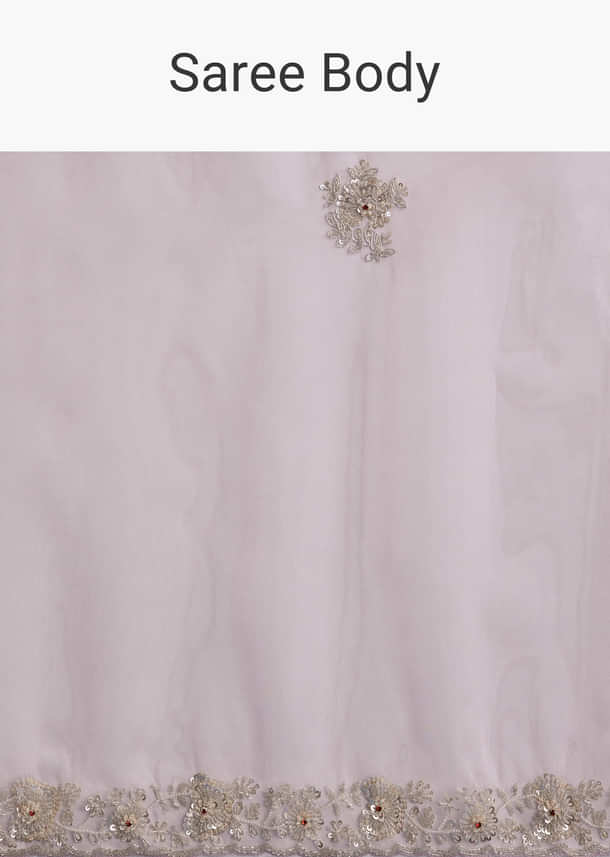 Pink Tissue Saree With Heavy Floral Hand Embroidery Pink Tissue Saree With Heavy Floral Hand Embroidery