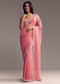 Pink Tissue Saree With Sequins And Floral Border