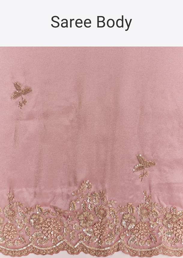 Pink Tissue Silk Saree With Scalloped Border