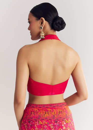 Pink Traditional Element Printed Woven Saree