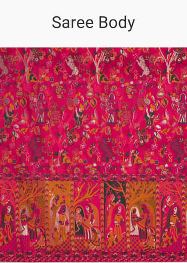Pink Traditional Element Printed Woven Saree