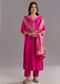 Pink Viscose Silk Kurta Set With Zari Moti and Cut Dana Work