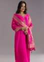 Pink Viscose Silk Kurta Set With Zari Moti and Cut Dana Work