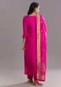 Pink Viscose Silk Kurta Set With Zari Moti and Cut Dana Work