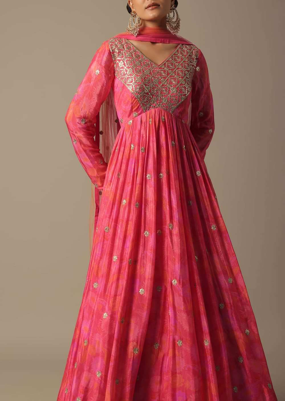 Pink Anarkali Set With Gota Patti Work
