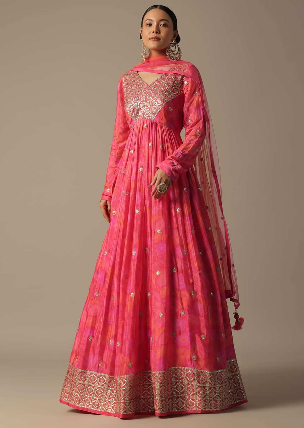 Pink Anarkali Set With Gota Patti Work