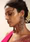 Pink And Blue Jadau Earrings With Paachi Kundan Work And Semi Precious Stone