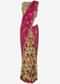 Pink and cream half and half saree with weaved butti and floral print only on Kalki