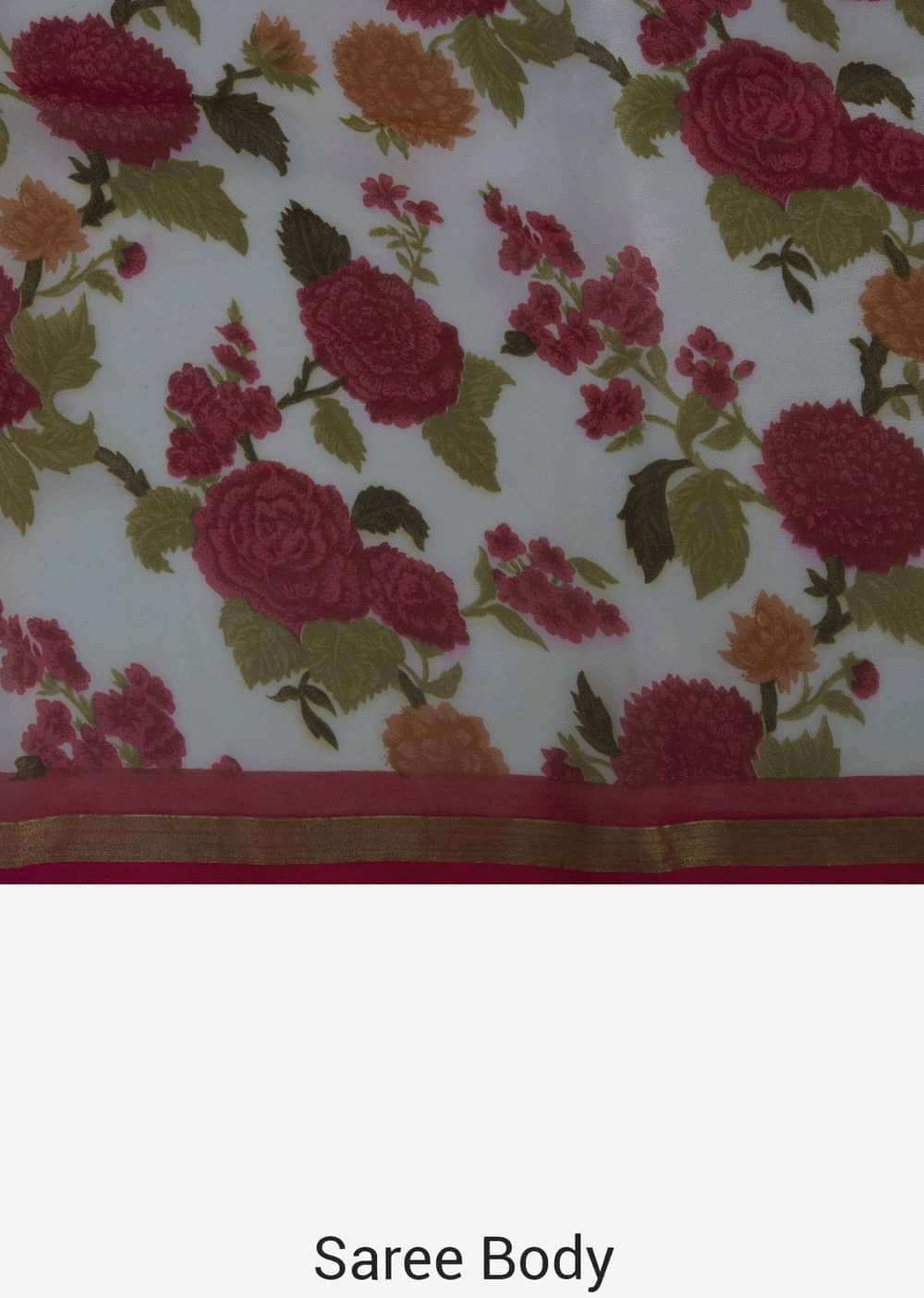 Pink and cream half and half saree with weaved butti and floral print only on Kalki